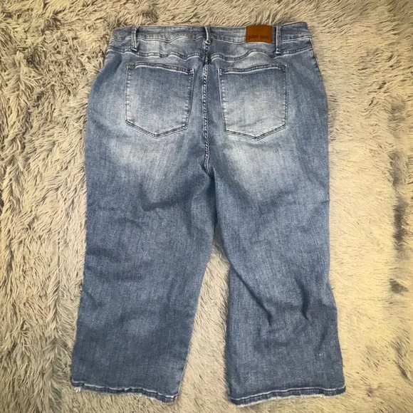 Judy Blue Wide Leg Cropped Jeans Women's 24W Light Wash Braided Detail High Rise - Picture 13 of 15